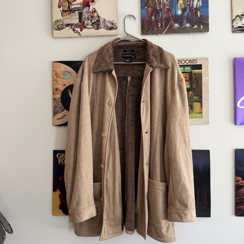 Women's Tan Shirt Jacket with Brown Lining